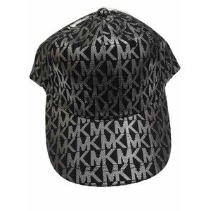 Michael Kors Monogram MK Logo Black / Silver Baseball Cap Hat One Size NWT